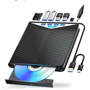 External Blu-ray Drive Support for Blu-ray DVD/CD Player/Read/Write, USB 3.0